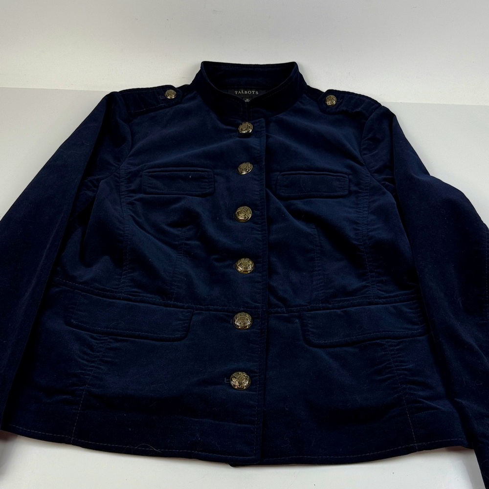 Talbots Dark Blue Utility Jacket with Gold Buttons